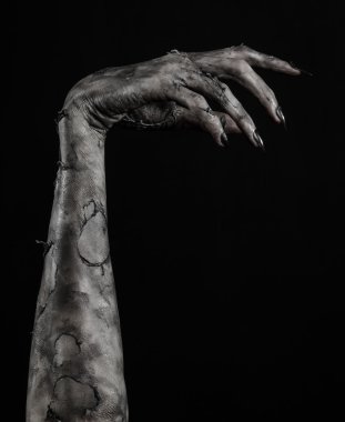 Kara ölüm, yürüyen ölüler zombi Tema, halloween Tema, zombi eller, izole, siyah arka plan, ölüm, mumya el, el, el eller şeytanın siyah çivi, canavar eller