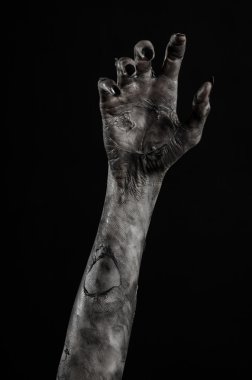 Kara ölüm, yürüyen ölüler zombi Tema, halloween Tema, zombi eller, izole, siyah arka plan, ölüm, mumya el, el, el eller şeytanın siyah çivi, canavar eller