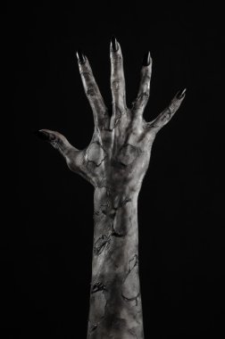 Kara ölüm, yürüyen ölüler zombi Tema, halloween Tema, zombi eller, izole, siyah arka plan, ölüm, mumya el, el, el eller şeytanın siyah çivi, canavar eller