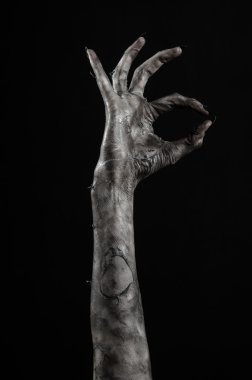 Kara ölüm, yürüyen ölüler zombi Tema, halloween Tema, zombi eller, izole, siyah arka plan, ölüm, mumya el, el, el eller şeytanın siyah çivi, canavar eller