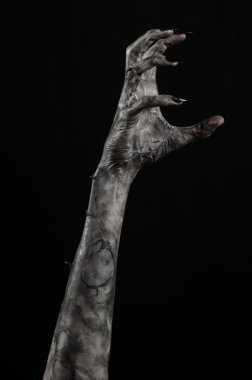 Kara ölüm, yürüyen ölüler zombi Tema, halloween Tema, zombi eller, izole, siyah arka plan, ölüm, mumya el, el, el eller şeytanın siyah çivi, canavar eller