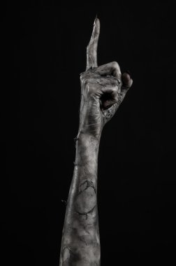 Kara ölüm, yürüyen ölüler zombi Tema, halloween Tema, zombi eller, izole, siyah arka plan, ölüm, mumya el, el, el eller şeytanın siyah çivi, canavar eller