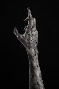 Kara ölüm, yürüyen ölüler zombi Tema, halloween Tema, zombi eller, izole, siyah arka plan, ölüm, mumya el, el, el eller şeytanın siyah çivi, canavar eller