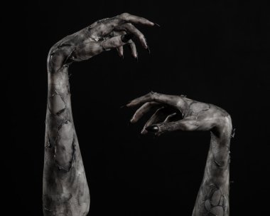 Kara ölüm, yürüyen ölüler zombi Tema, halloween Tema, zombi eller, izole, siyah arka plan, ölüm, mumya el, el, el eller şeytanın siyah çivi, canavar eller