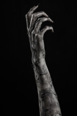 Kara ölüm, yürüyen ölüler zombi Tema, halloween Tema, zombi eller, izole, siyah arka plan, ölüm, mumya el, el, el eller şeytanın siyah çivi, canavar eller