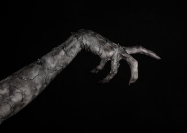 Kara ölüm, yürüyen ölüler zombi Tema, halloween Tema, zombi eller, izole, siyah arka plan, ölüm, mumya el, el, el eller şeytanın siyah çivi, canavar eller