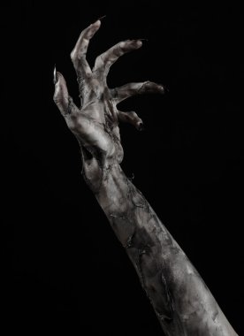 Kara ölüm, yürüyen ölüler zombi Tema, halloween Tema, zombi eller, izole, siyah arka plan, ölüm, mumya el, el, el eller şeytanın siyah çivi, canavar eller