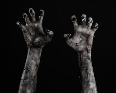 Kara ölüm, yürüyen ölüler zombi Tema, halloween Tema, zombi eller, izole, siyah arka plan, ölüm, mumya el, el, el eller şeytanın siyah çivi, canavar eller