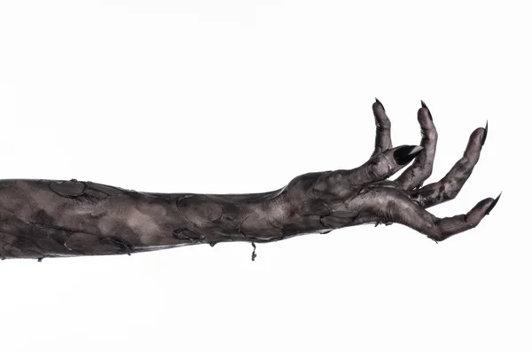 Kara ölüm, yürüyen ölüler zombi Tema, halloween Tema, zombi eller, izole, beyaz arka plan, ölüm, mumya el, el, el eller şeytanın siyah çivi, canavar eller