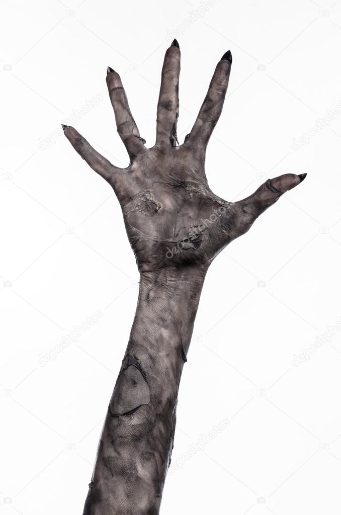 Main noire de la mort, la marche mort, thème du zombie, zombie mains