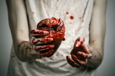 Kanlı Halloween Tema: çılgın katil tutar kanlı eller kanlı insan kalbi ve depresyon ve ağrı yaşıyor