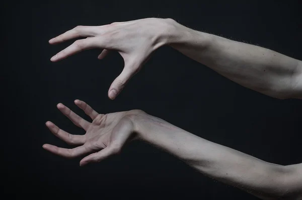 Gothic horrible Halloween theme: thin hands of death — Stock Photo, Image