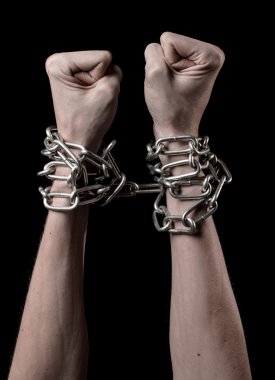 Yapabileceğim bir şey zinciri, adam kaçırma, bağımlılık, yalnızlık, toplumsal sorun, halloween Tema, katil, deli, özgürlük siyah arka plan