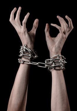 Yapabileceğim bir şey zinciri, adam kaçırma, bağımlılık, yalnızlık, toplumsal sorun, halloween Tema, katil, deli, özgürlük siyah arka plan