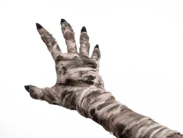 Απόκριες θέμα: τρομερό παλαιός Μούμια χέρια σε λευκό φόντο — Φωτογραφία Αρχείου