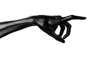 Siyah el beyaz arka planda, izole edilmiş, boya