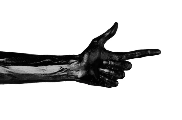 Black hand on white background, isolated, paint — Stock Photo, Image