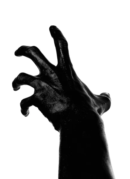 Schwarze Hand auf weißem Hintergrund, isoliert, Farbe — Stockfoto