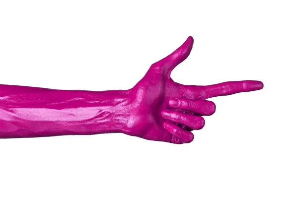 Rosa hand på vit bakgrund, isolerad, färg — Stockfoto