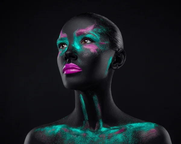 Mädchen Make-up pink blau schwarz — Stockfoto