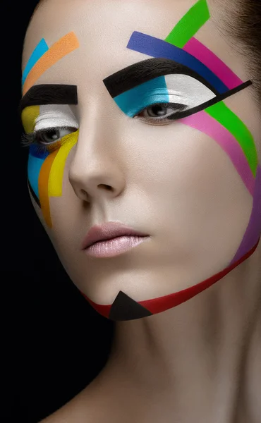 Girl makeup colored lines — Stock Photo, Image