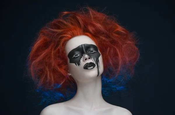 Makeup mask red hair girl — Stock Photo, Image