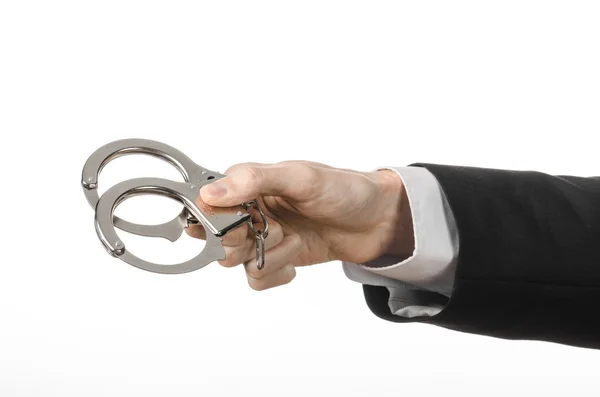 Corruption and bribery theme: businessman in a black suit with h — Stock Photo, Image