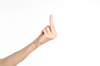 El jestleri Tema: insan eli Studio beyaz arka plan üzerinde izole hareketleri gösterir