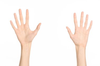 El jestleri Tema: insan eli Studio beyaz arka plan üzerinde izole hareketleri gösterir