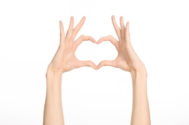 El jestleri Tema: insan eli Studio beyaz arka plan üzerinde izole hareketleri gösterir