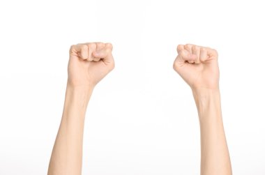 El jestleri Tema: insan eli Studio beyaz arka plan üzerinde izole hareketleri gösterir