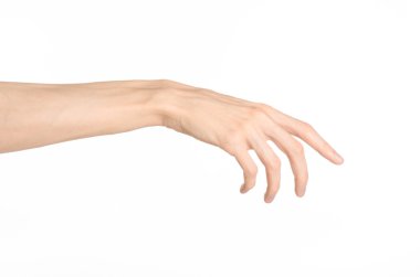 El jestleri Tema: insan eli Studio beyaz arka plan üzerinde izole hareketleri gösterir