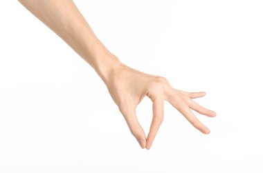 El jestleri Tema: insan eli Studio beyaz arka plan üzerinde izole hareketleri gösterir