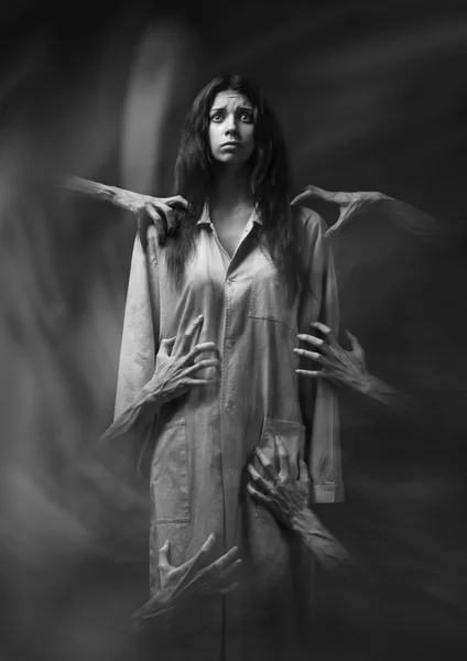 girl in a dirty robe, hand of death, nightmares, insomnia, a men