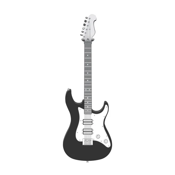 Guitarra elétrica preta e branca altamente detalhada isolada em branco — Vetor de Stock