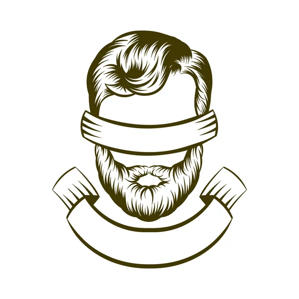 Desenho de mão estilo de cabelo hipster design do logotipo. Ilustração vetorial . — Fotografia de Stock