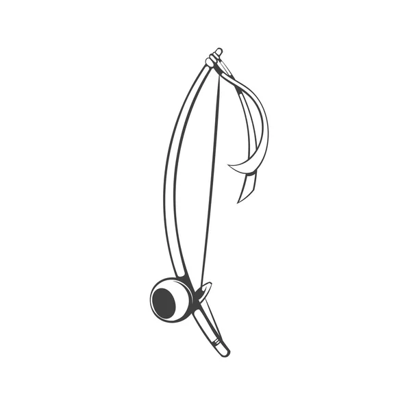 Berimbau. silueta de capoeira instrumento musical. dibujo a mano estilo blanco y negro — Archivo Imágenes Vectoriales