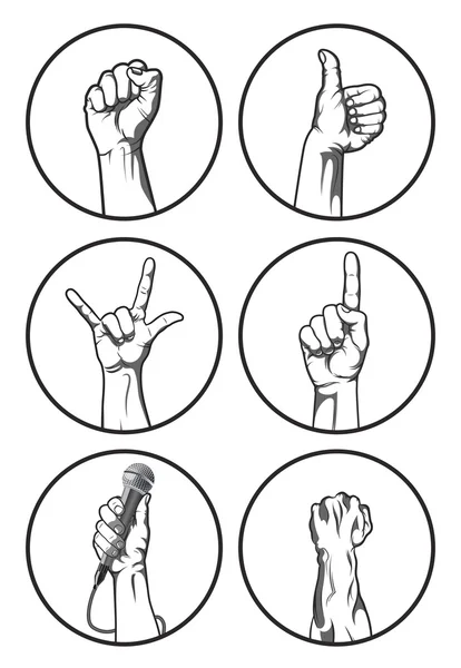 手势设置。矢量化身人类的手的插图. — 图库矢量图片