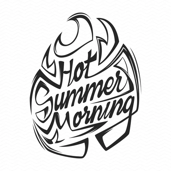 Hot summer morning poster. Summer vector lettering. — Stock Vector