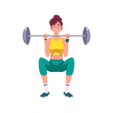 Halteri omuzlarında tutan, halteri omuzlarında tutan, güçlü ve kontrollü bir şekilde halterle halter kaldıran bir kadın.