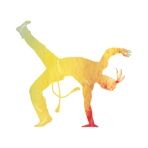 Capoeira bailarina silhueta vetor aquarela — Vetor de Stock