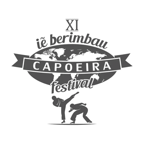 Capoeira berimbau festival cartaz ou t-shirt impressão vetor ilustração — Vetor de Stock