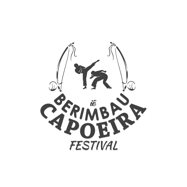 Capoeira berimbau festival cartaz ou t-shirt impressão vetor ilustração — Vetor de Stock