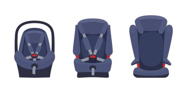 Safety baby car seats collection. Different type of child restraint. clipart