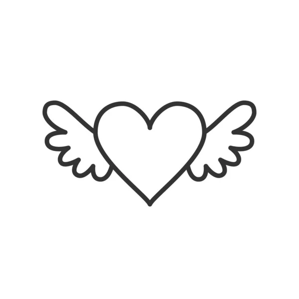 Létající srdce s ikonou křídel. Izolovaná vektorová ilustrace — Stockový vektor