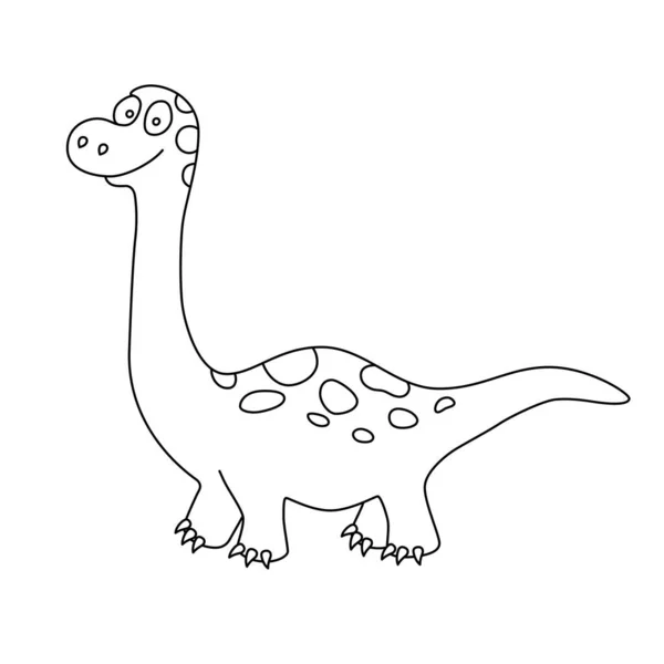Joli dinosaure. Dino Brachiosaurus. Illustration vectorielle dessinée main — Image vectorielle
