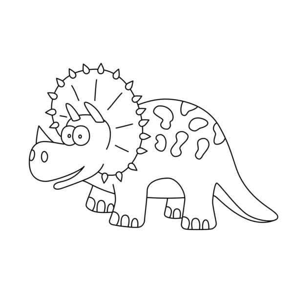 Lindo dinosaurio. Dino triceratops. Ilustración vectorial dibujada a mano — Vector de stock