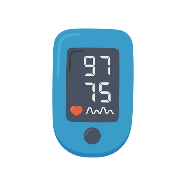 通常値のパルス酸素濃度計。酸素飽和度を測定するデジタル機器. — ストックベクタ