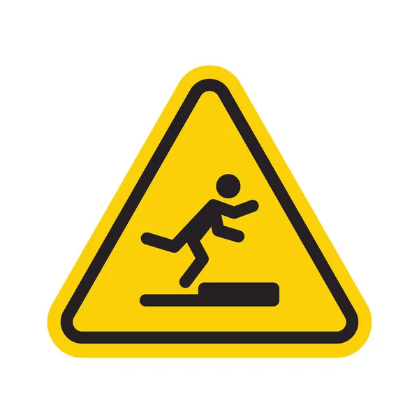 Icône homme trébuchant en triangle jaune. Un signal d'avertissement sur le danger. Risque de déclenchement. Surveillez votre symbole étape — Image vectorielle