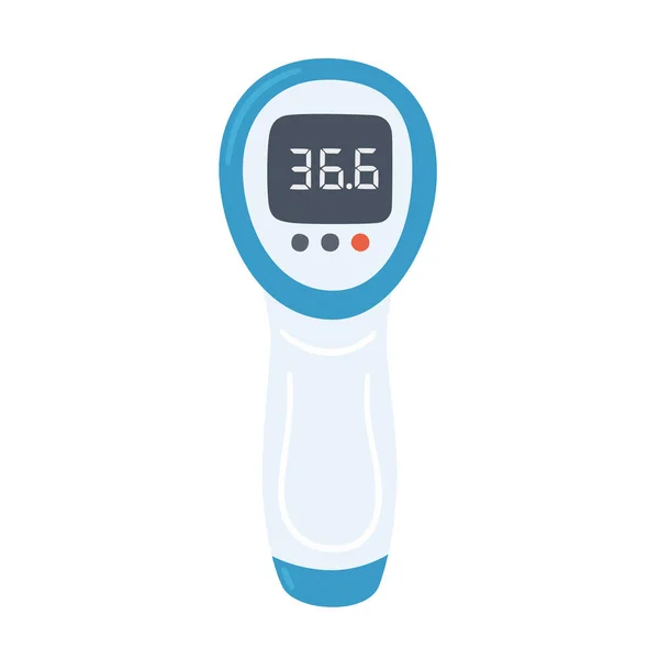 Non-contact infrared electronic thermometer with normal values. Medical measurement apparatus. Isolated vector — Stock Vector